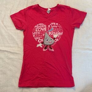 Red Hershey Kiss in Heart Graphic Kids Tee